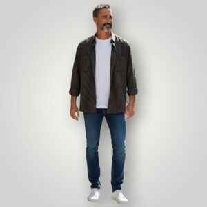 Mondo di Marco Italy Large Silk Blend Dress Shirt Gray Stripe Made in Italy